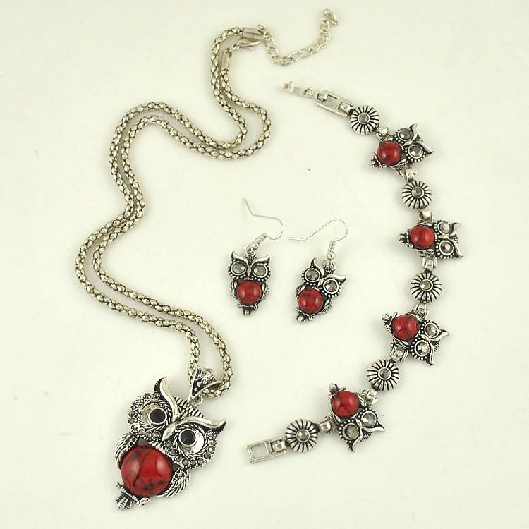 Vintage Style Owl Jewelry Set -