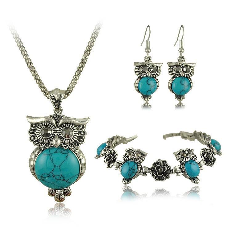 Vintage Style Owl Jewelry Set -
